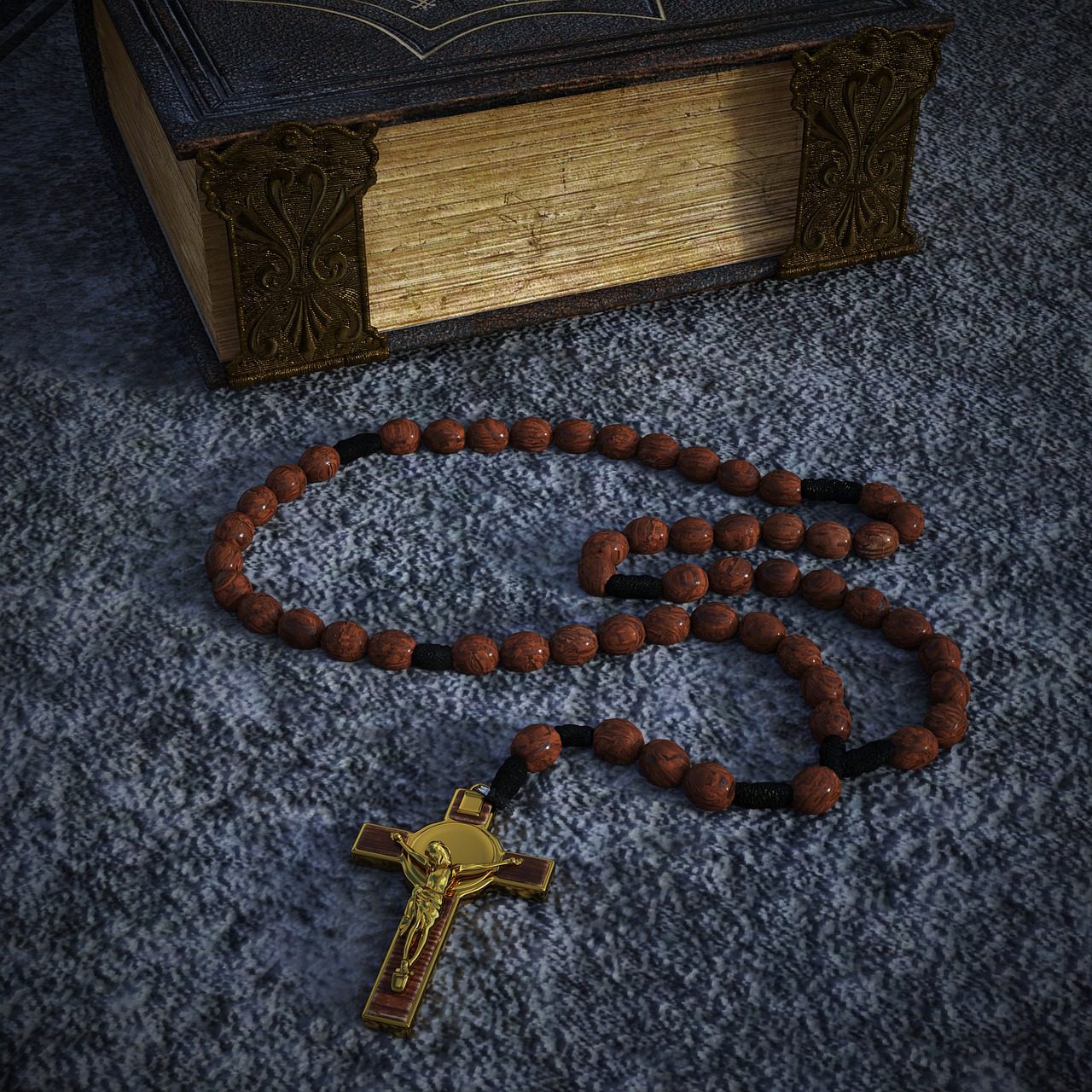 rosary, book, cross